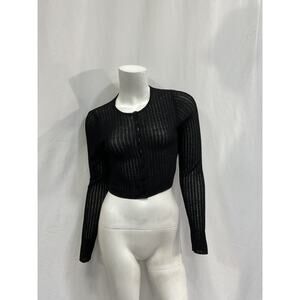 LESET Black Ribbed Cardigan